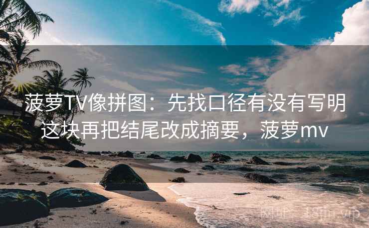 菠萝TV像拼图：先找口径有没有写明这块再把结尾改成摘要，菠萝mv
